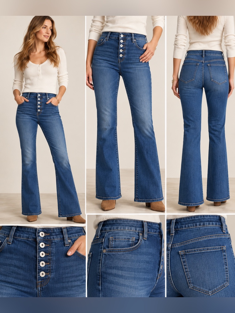 Pilcro Anthropologie High Rise Flare Jeans 5 Button Fly Blue Denim Size 31